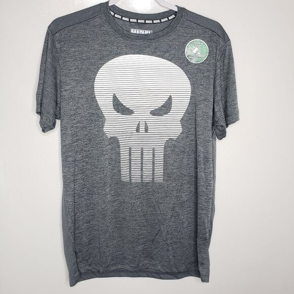 Men's Marvel Punisher Graphic T-Shirt L Gray Short Sleeve Earbud Loop 42 44 - Picture 1 of 5